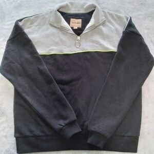 Harlow mock neck 1/4 zip black/ grey/ green pipe women's sweatshirt top size xs